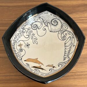 ARTABLES Now and Zen Decorative Hankie Bowl Dolphins Shells Sea Made Canada